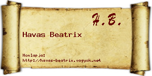 Havas Beatrix névjegykártya